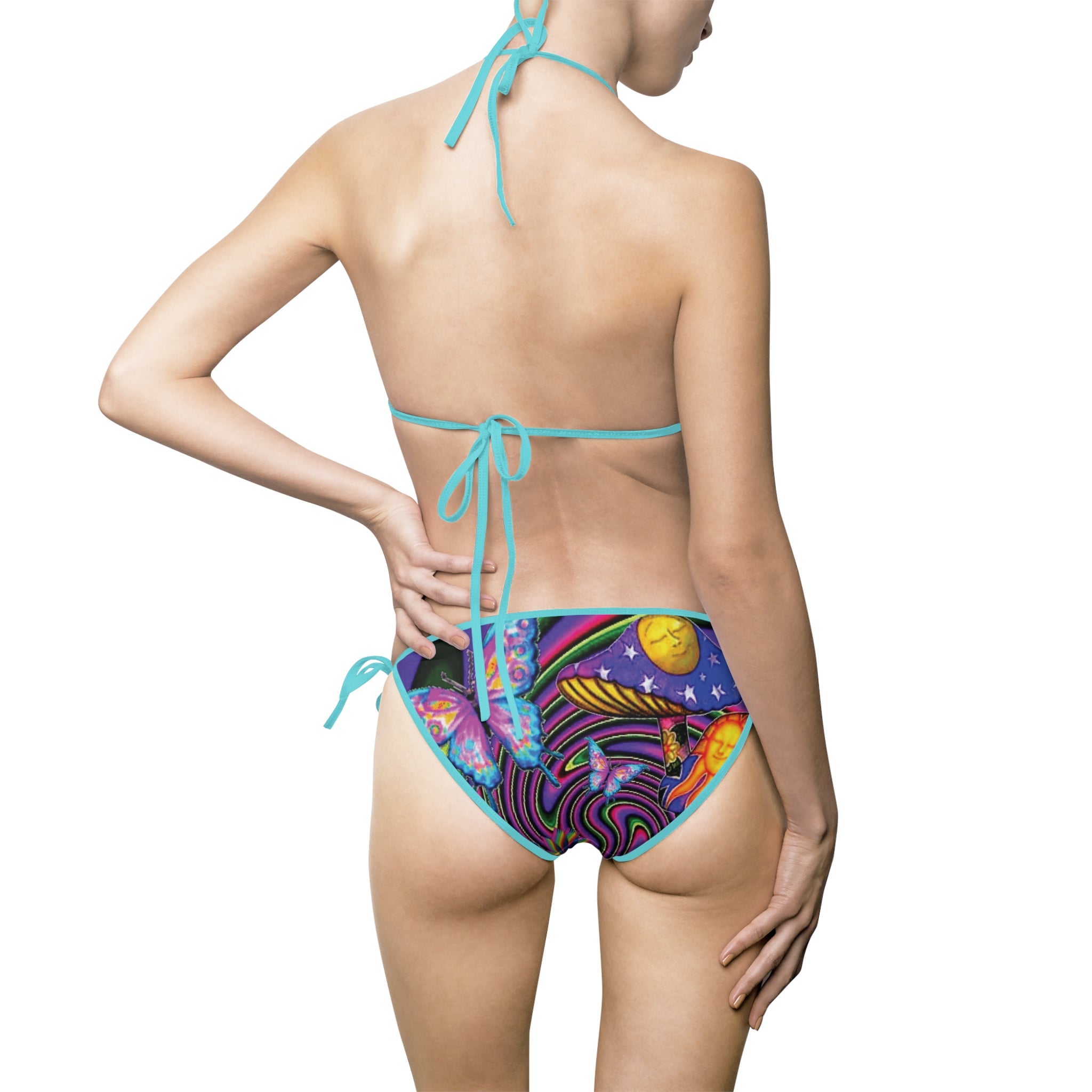 Tie-Dye Floral Bikini — Women's Colorful Triangle Swimsuit