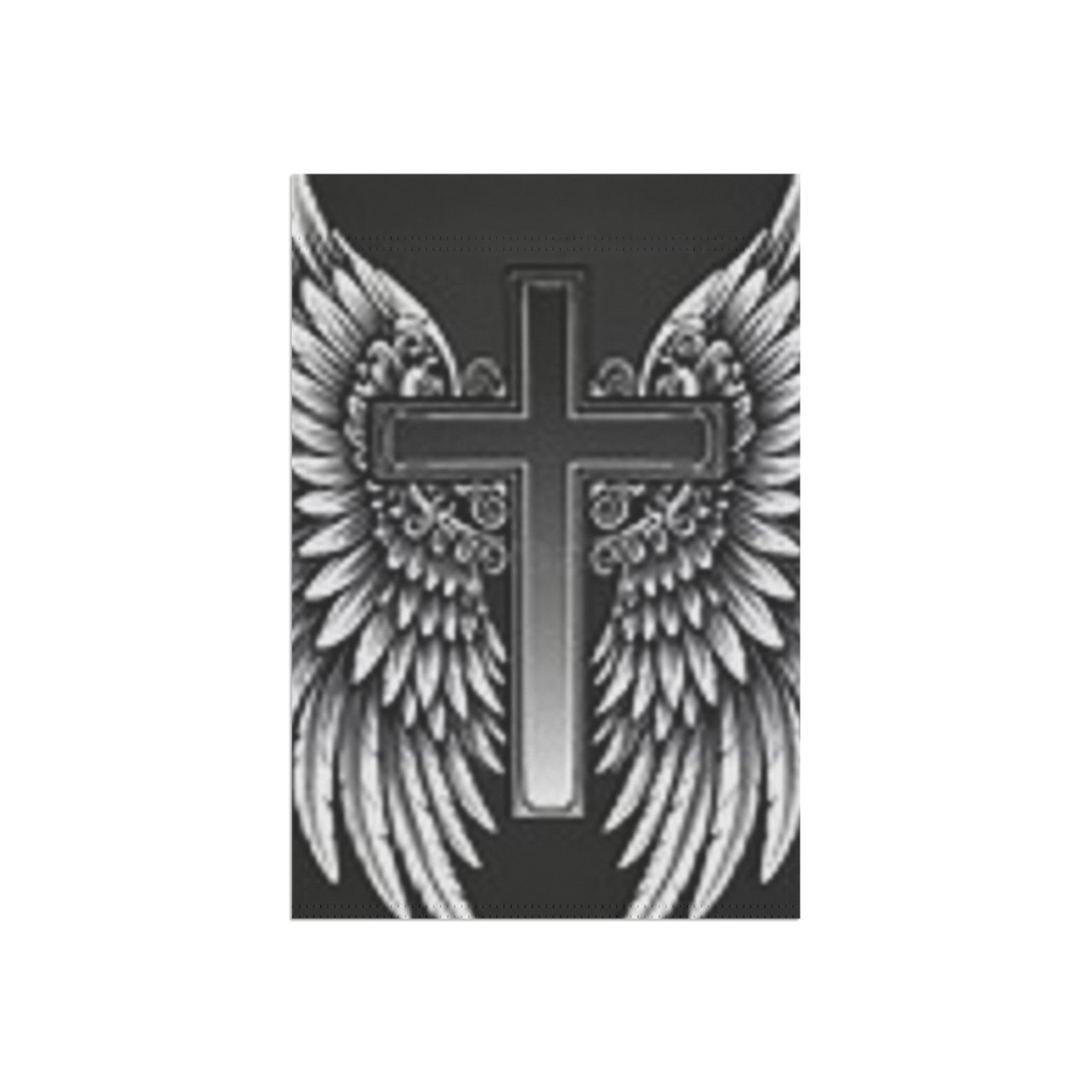 Faith Cross Garden Flag with Angel Wings — Outdoor House Banner for Memorials & Christian Decor