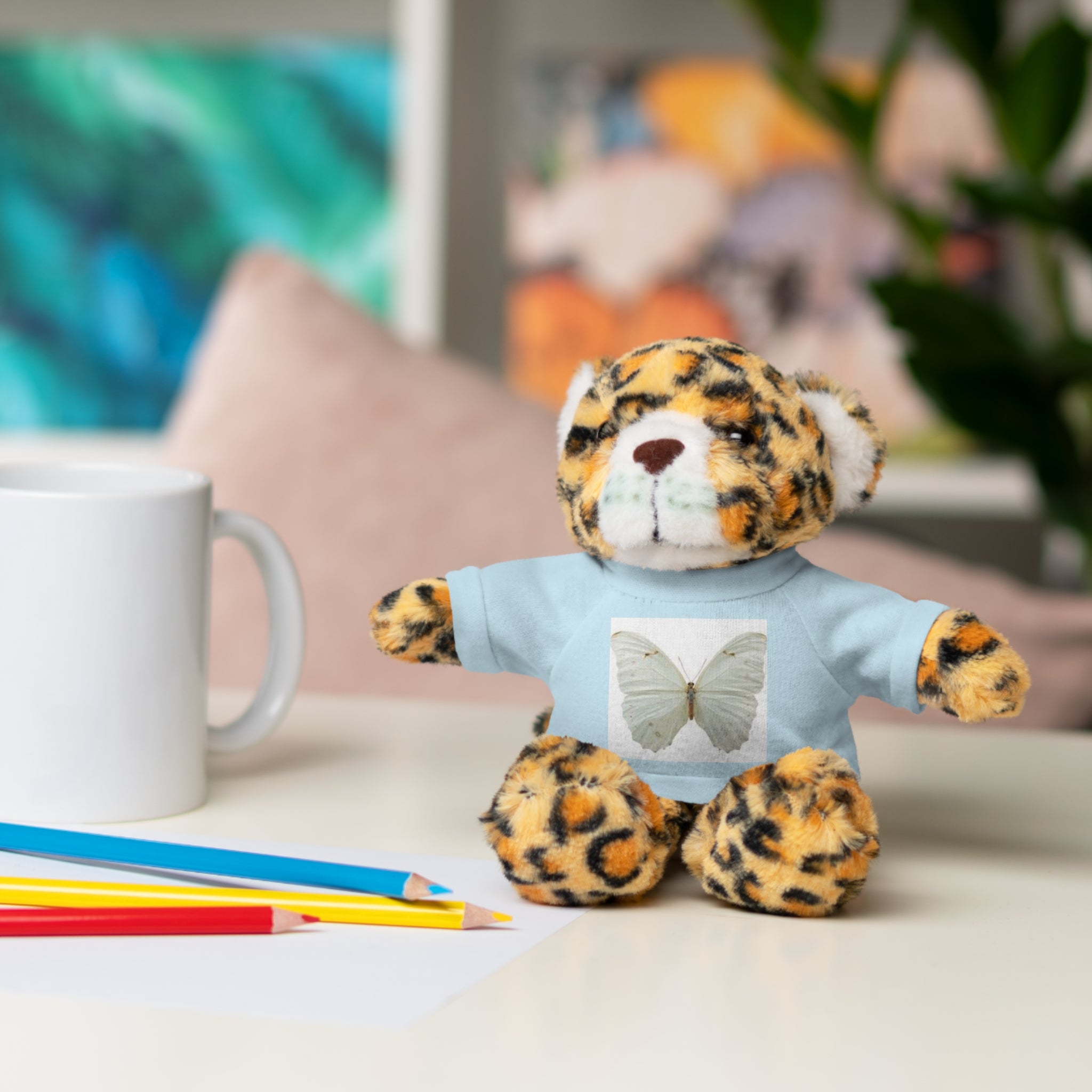 Plush Teddy Bear with Butterfly Tee — Soft Stuffed Animal Gift