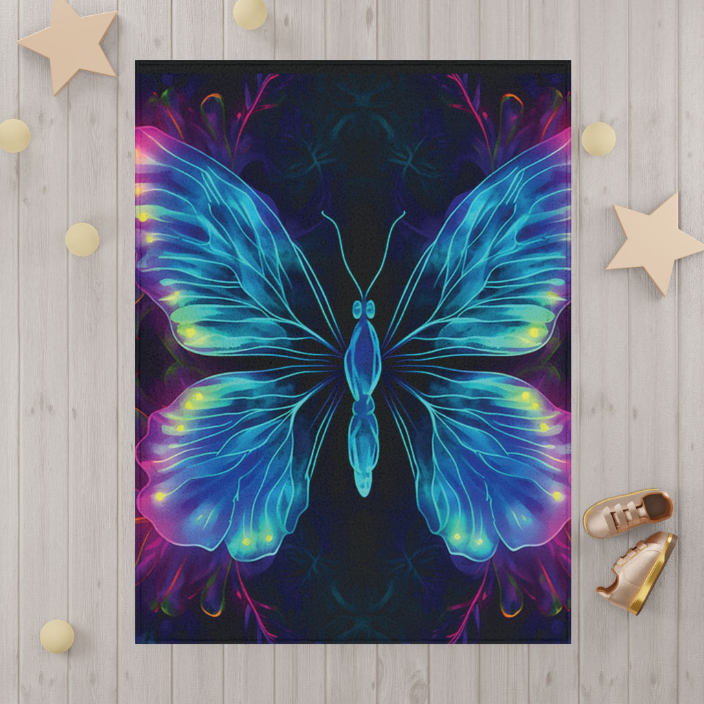 Butterfly Toddler Blanket — Neon Blue & Purple Dream Comfort