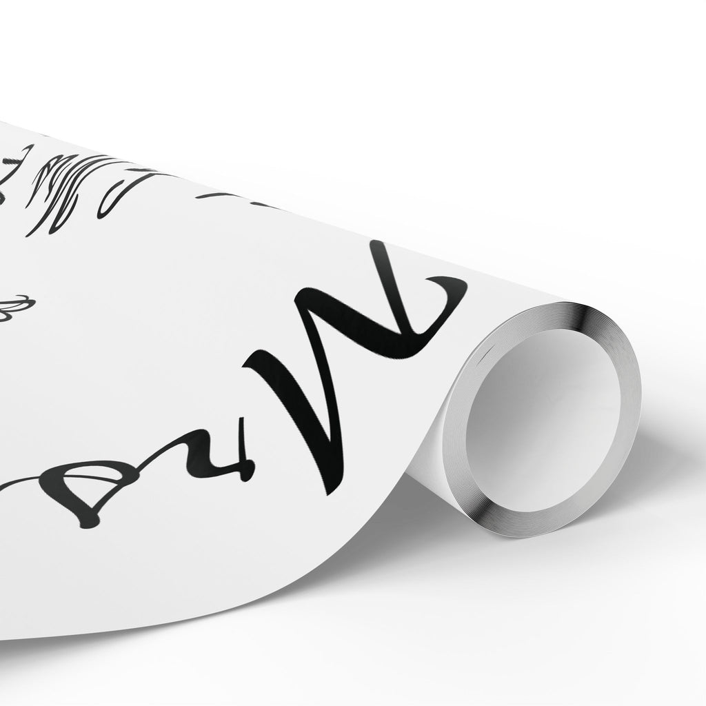 Monochrome Handwritten "Merry" Wrapping Paper Roll