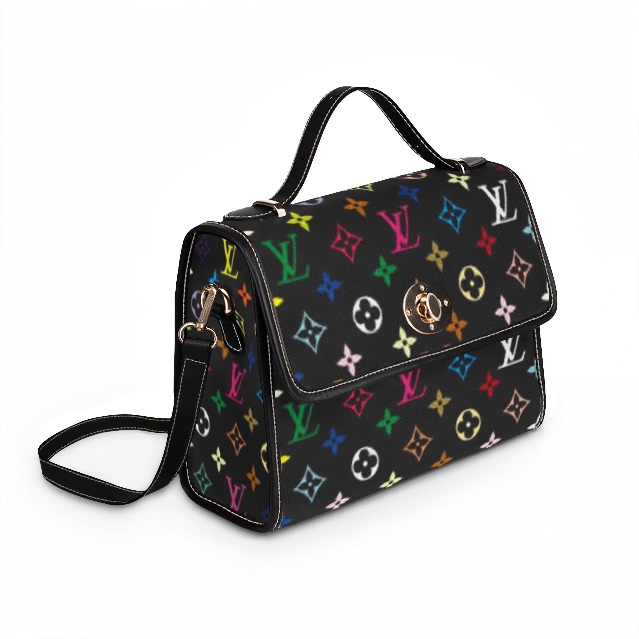 Designer-Inspired Canvas Handbag — Multicolor Monogram Waterproof Bag