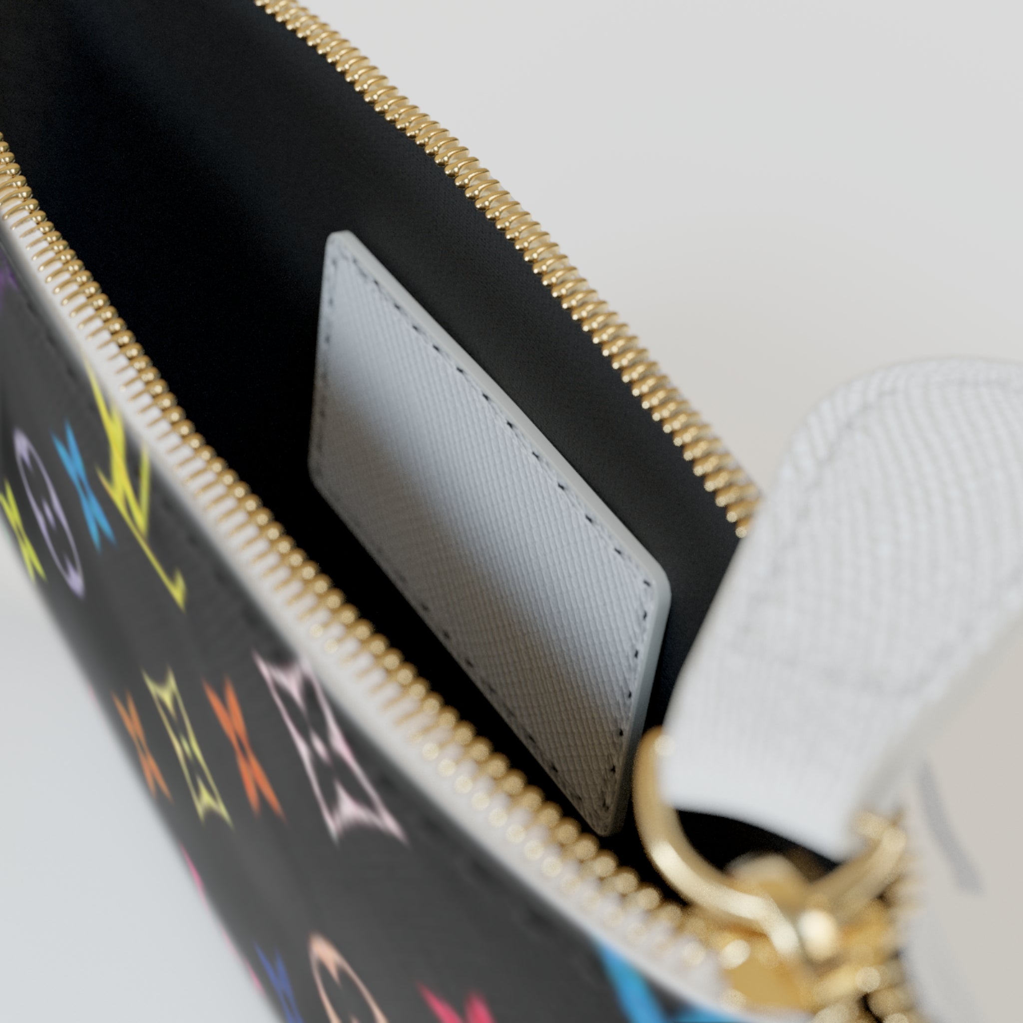 Mini Clutch Bag — Black Rainbow Monogram Coin Pouch