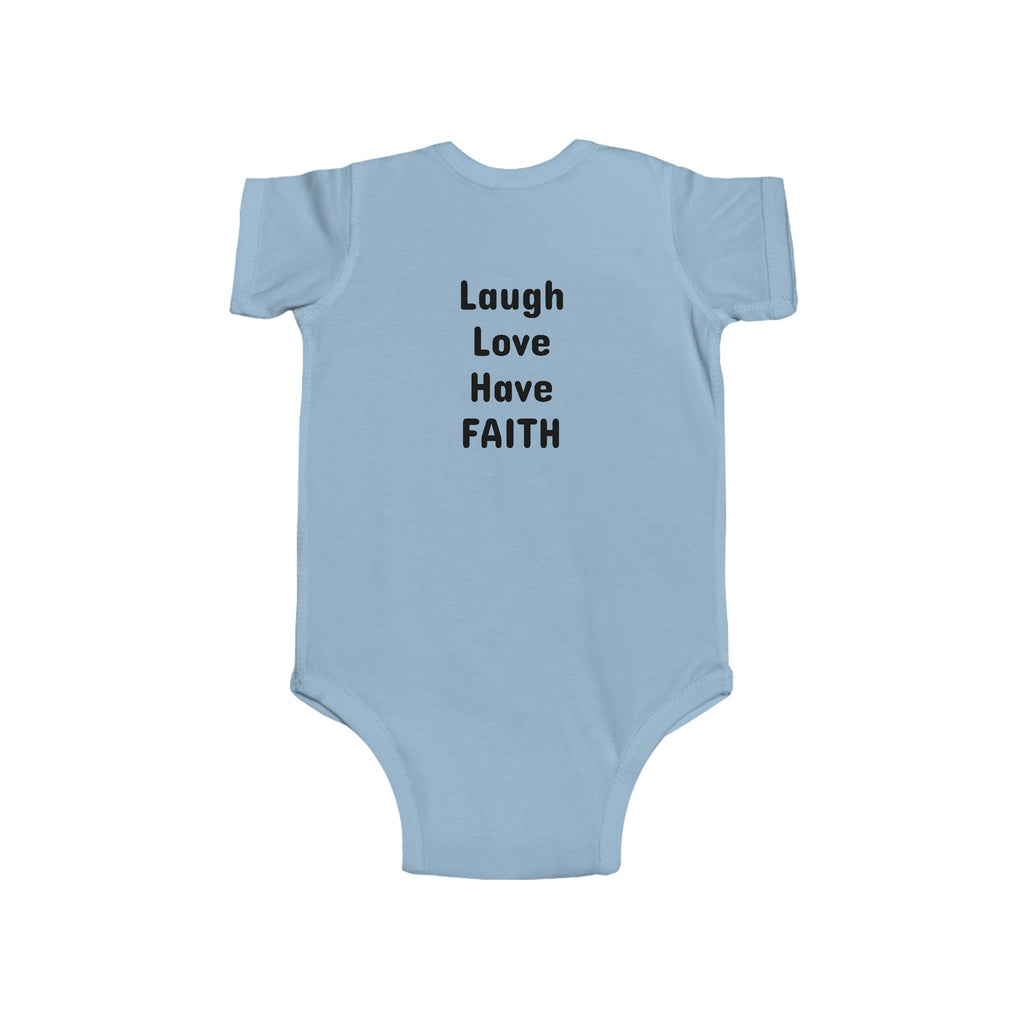 Infant Bodysuit - "Laugh Love Have Faith" Minimalist Baby Onesie, Inspirational Newborn Gift