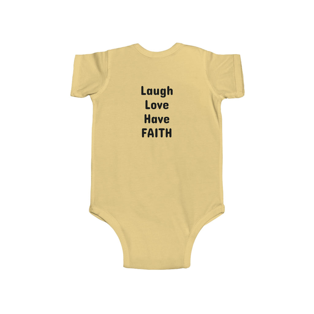 Infant Bodysuit - "Laugh Love Have Faith" Minimalist Baby Onesie, Inspirational Newborn Gift