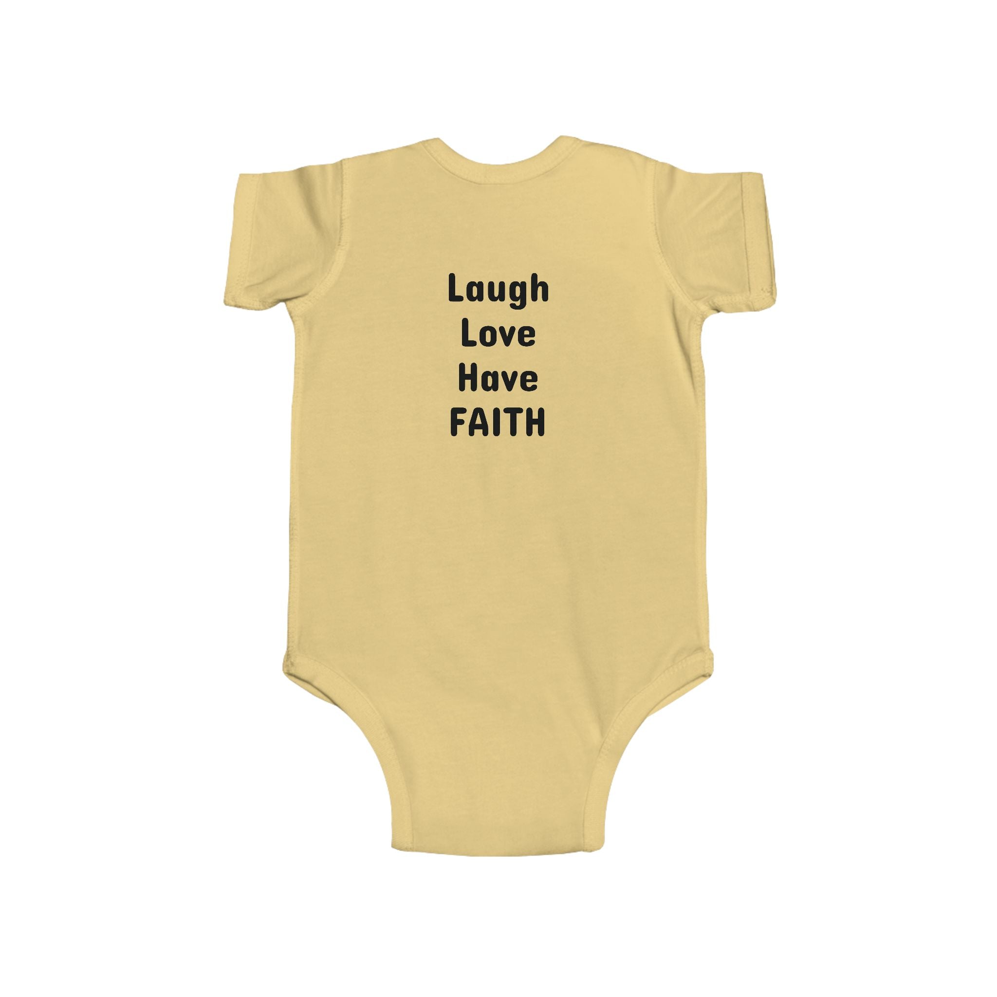 Infant Bodysuit - "Laugh Love Have Faith" Minimalist Baby Onesie, Inspirational Newborn Gift