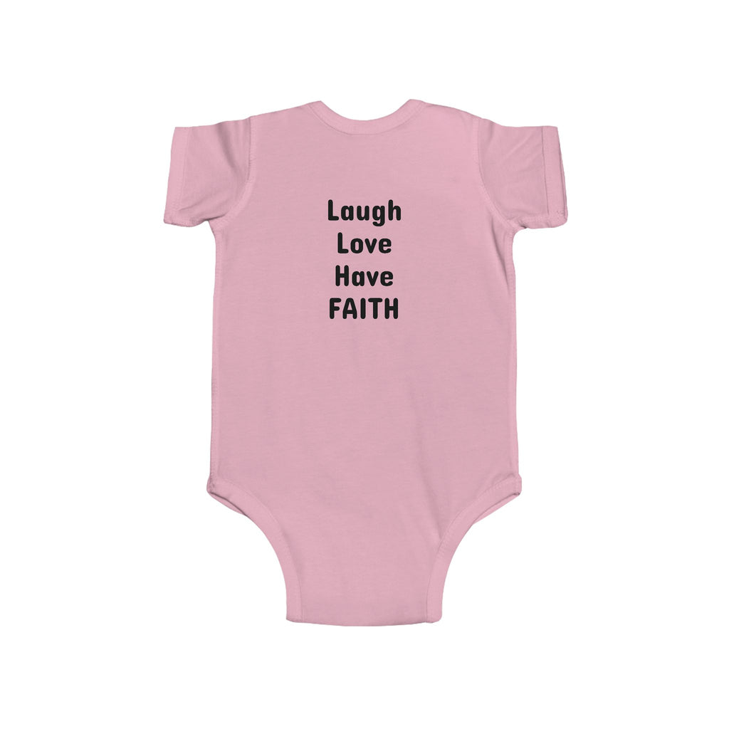 Infant Bodysuit - "Laugh Love Have Faith" Minimalist Baby Onesie, Inspirational Newborn Gift
