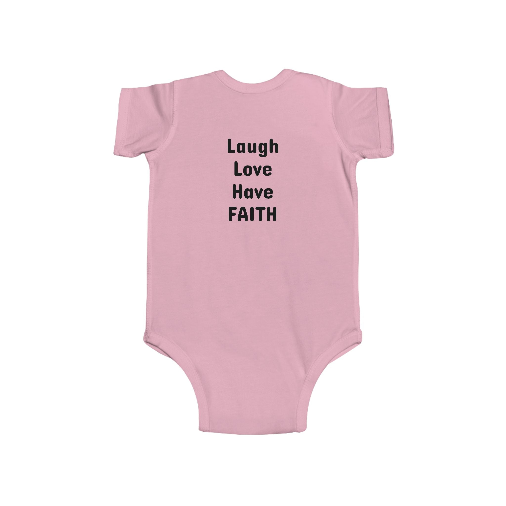 Infant Bodysuit - "Laugh Love Have Faith" Minimalist Baby Onesie, Inspirational Newborn Gift