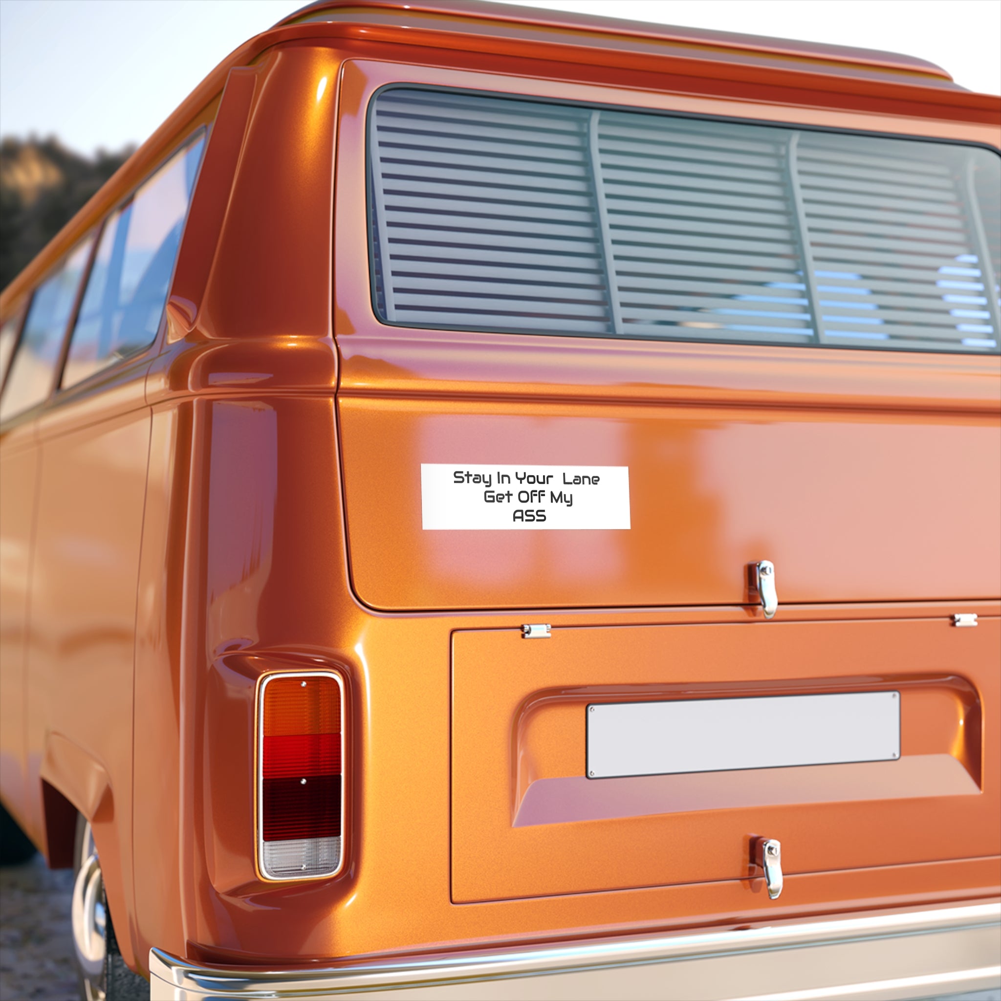 Bumper Sticker — "Stay In Your Lane Get OFF My ASS" Bold Road-Rule Vinyl Sticker