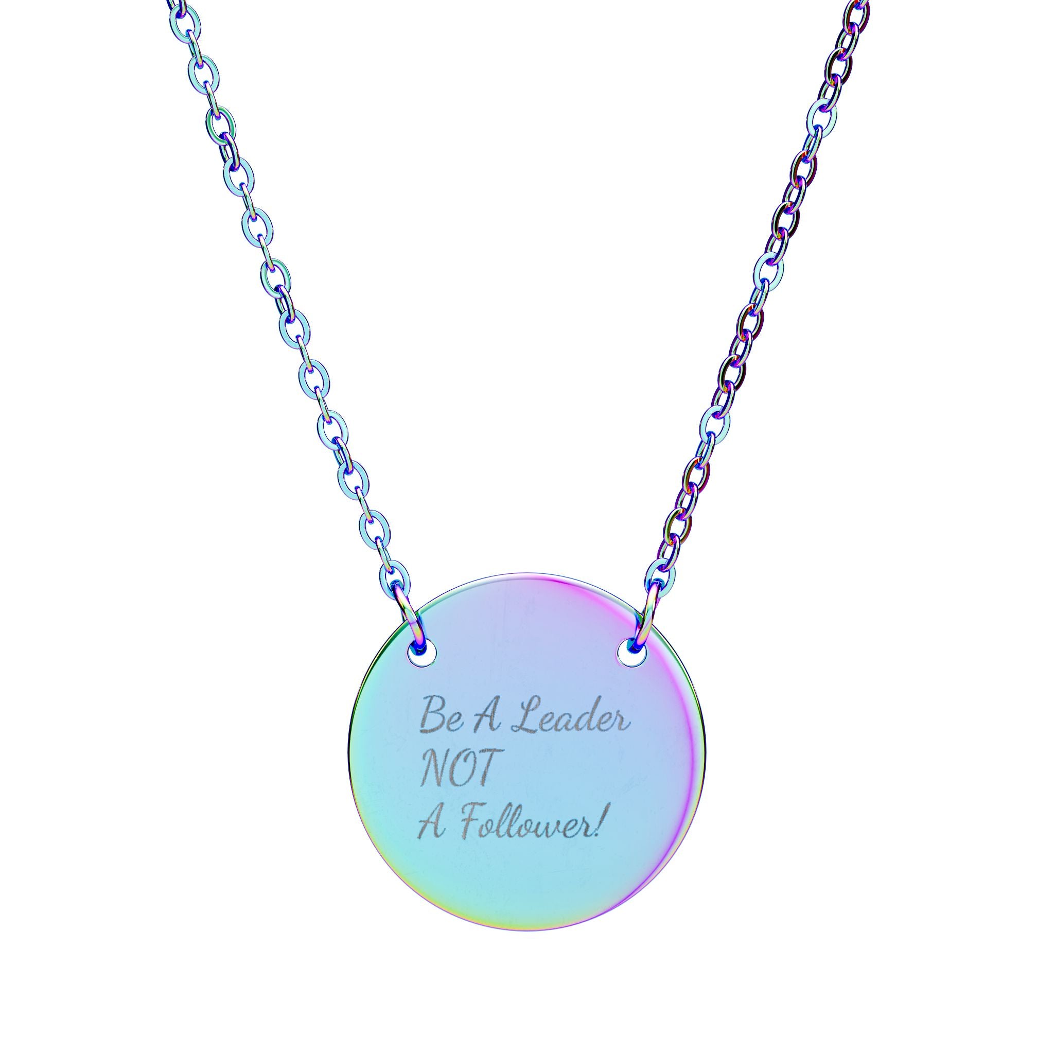 Engraved Circle Necklace — Personalized Script Pendant (Silver or Rose Gold)