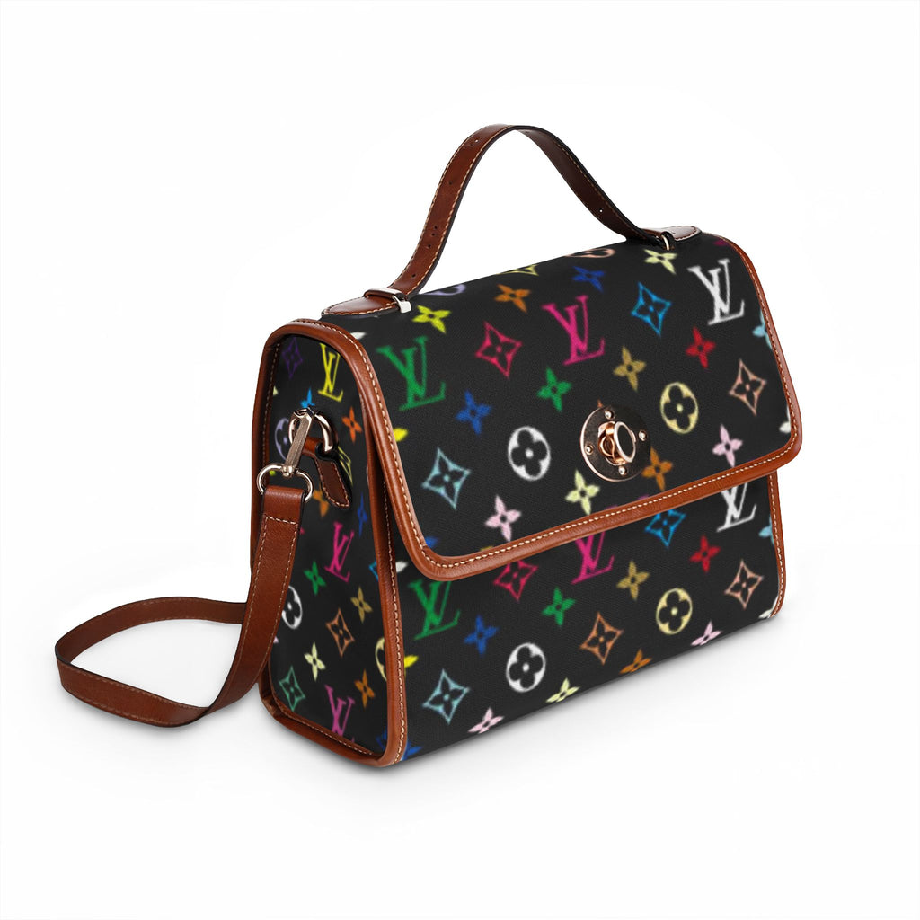 Designer-Inspired Canvas Handbag — Multicolor Monogram Waterproof Bag