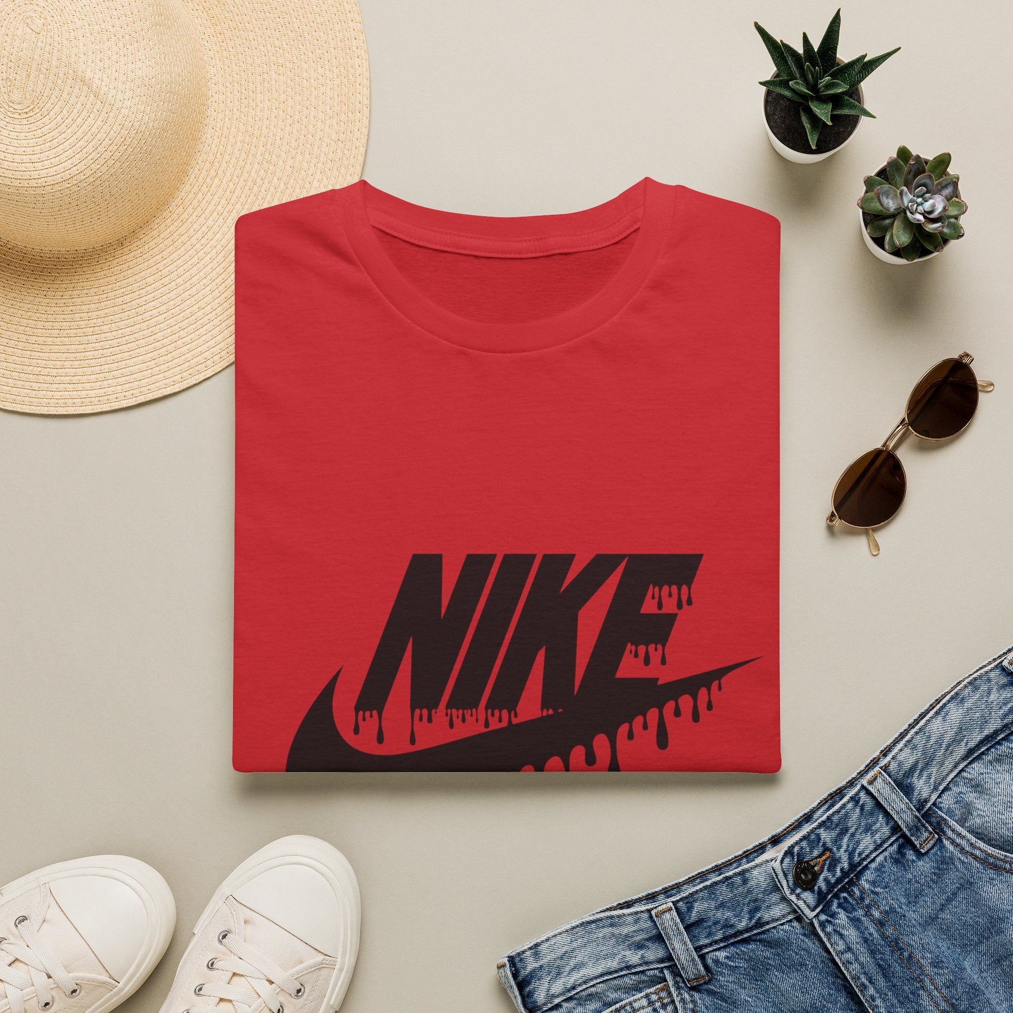 Drip Logo T‑Shirt — Black 'NIKE' Dripping Swoosh Graphic Tee