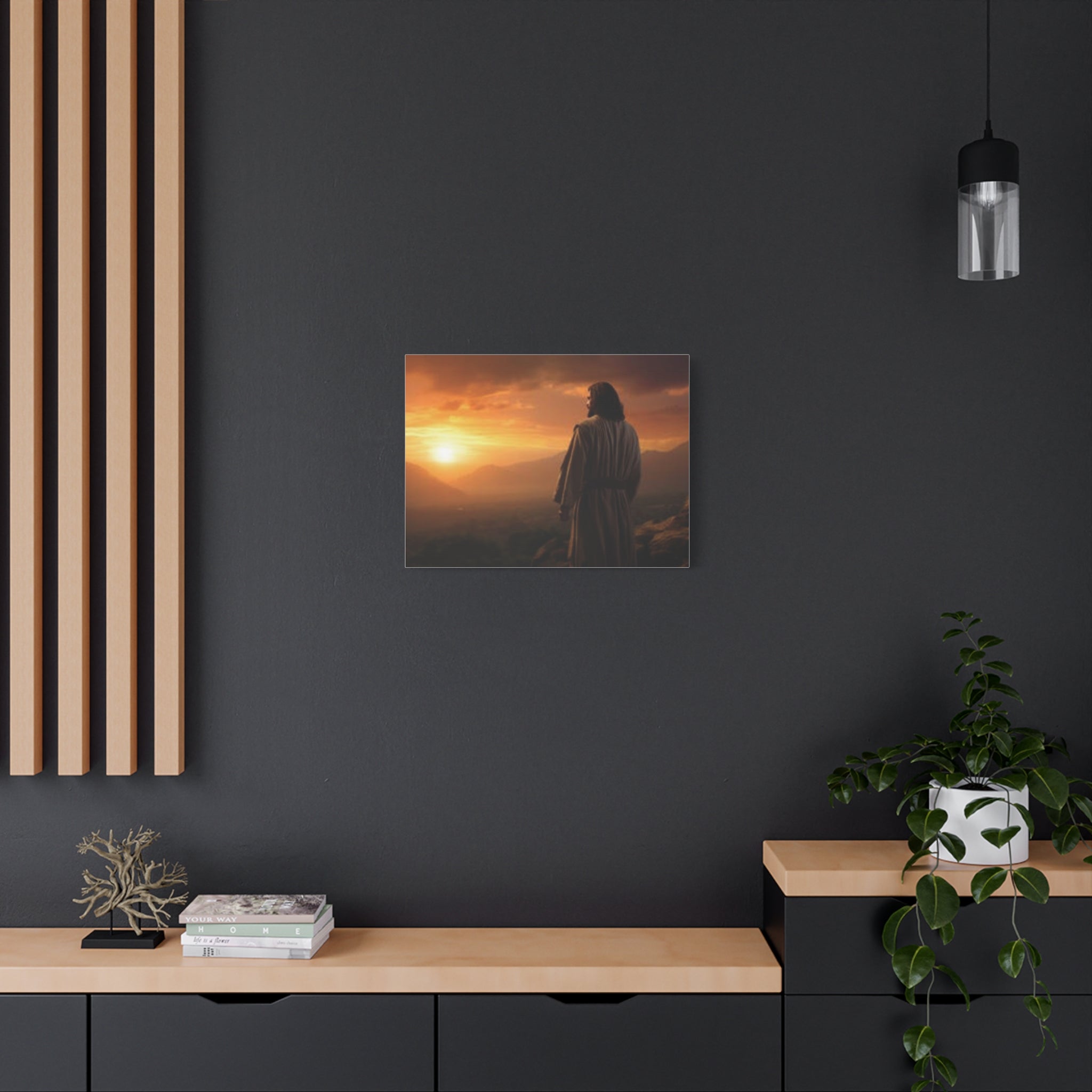 Inspirational Jesus Sunrise Matte Canvas Print — Religious Wall Art for Home & Church