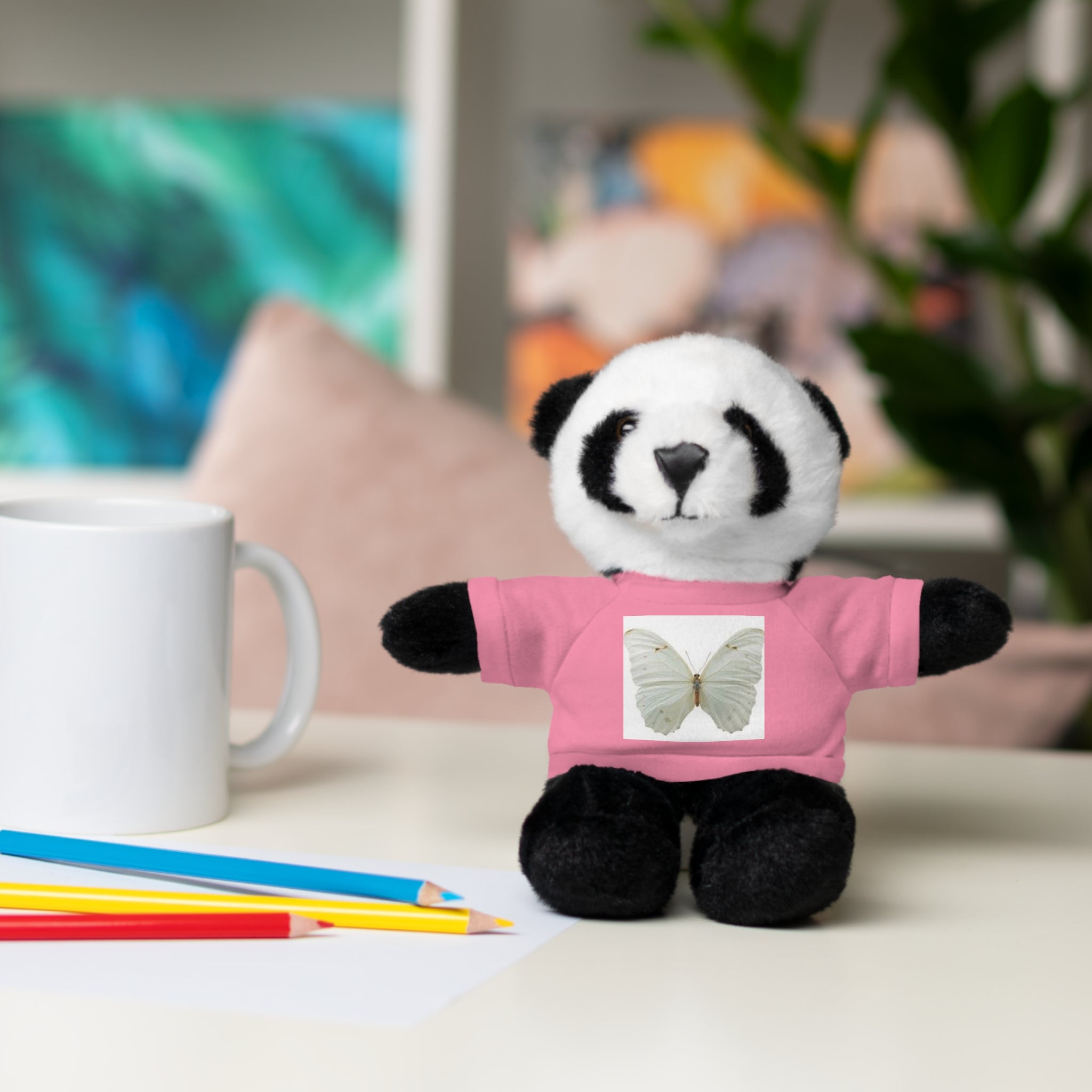 Plush Teddy Bear with Butterfly Tee — Soft Stuffed Animal Gift