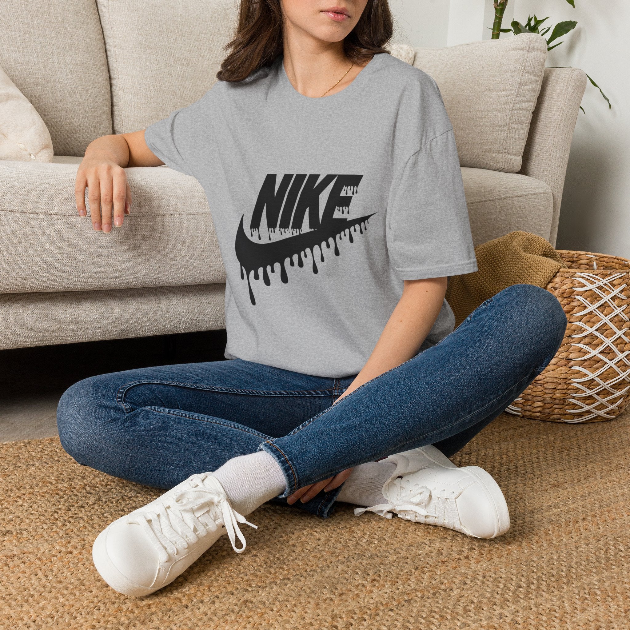Drip Logo T‑Shirt — Black 'NIKE' Dripping Swoosh Graphic Tee