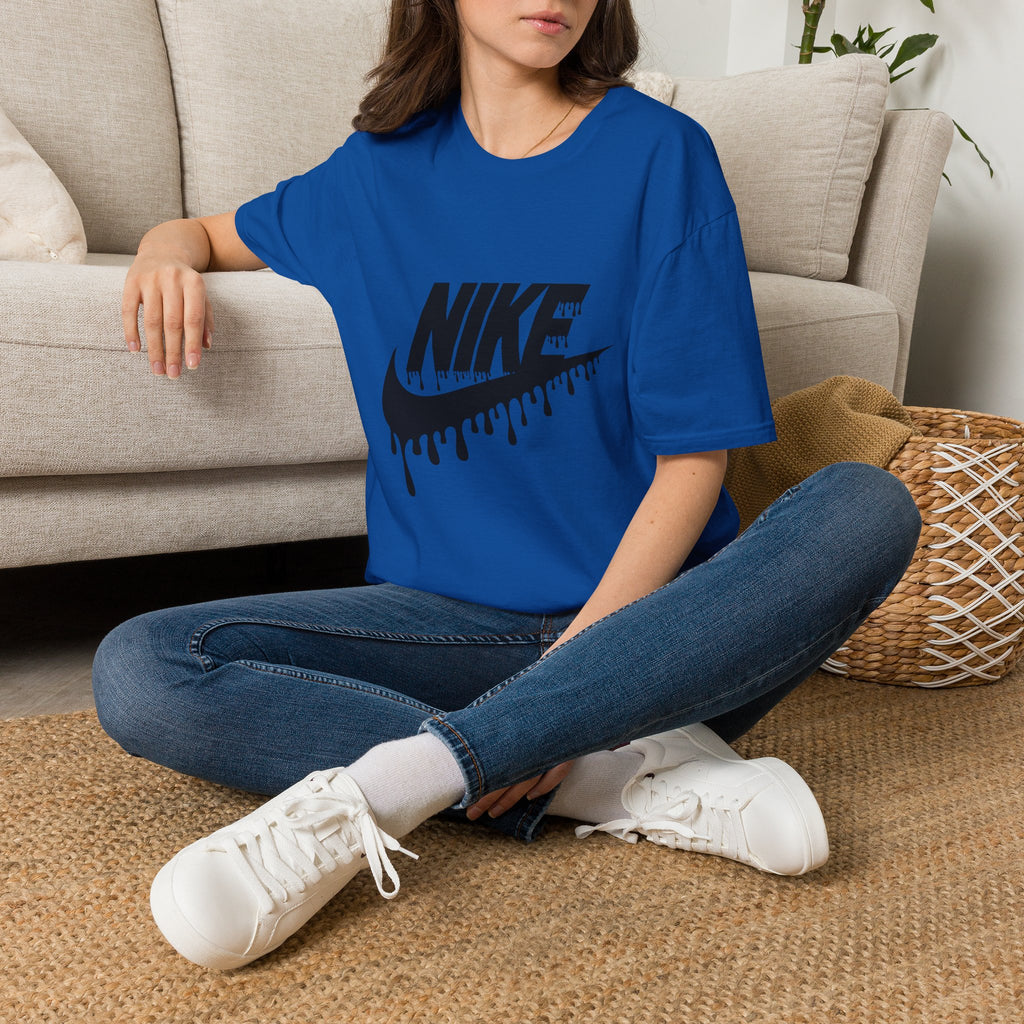 Drip Logo T‑Shirt — Black 'NIKE' Dripping Swoosh Graphic Tee