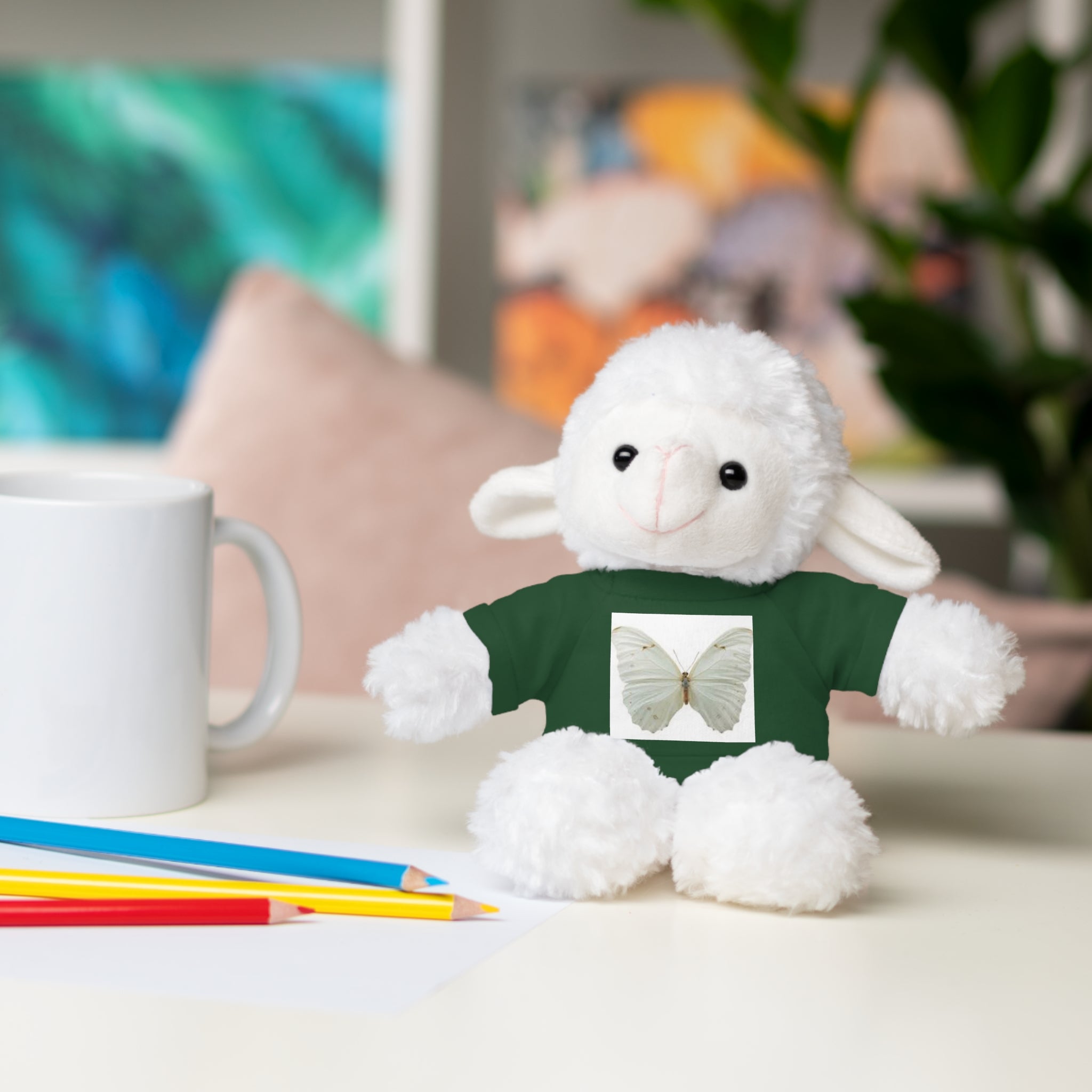 Plush Teddy Bear with Butterfly Tee — Soft Stuffed Animal Gift