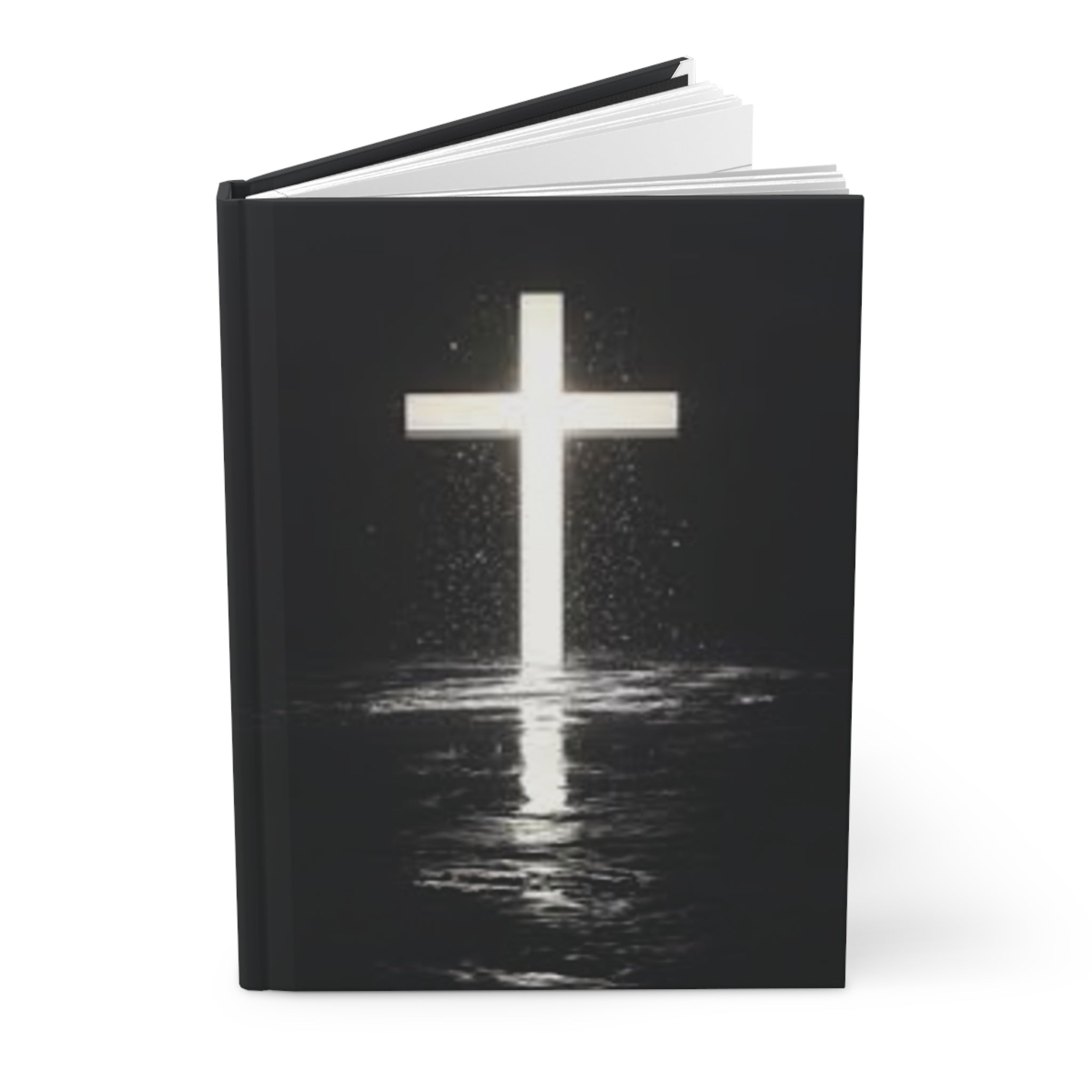 Christian Cross Hardcover Journal — Light Reflecting on Water Prayer & Devotional Notebook