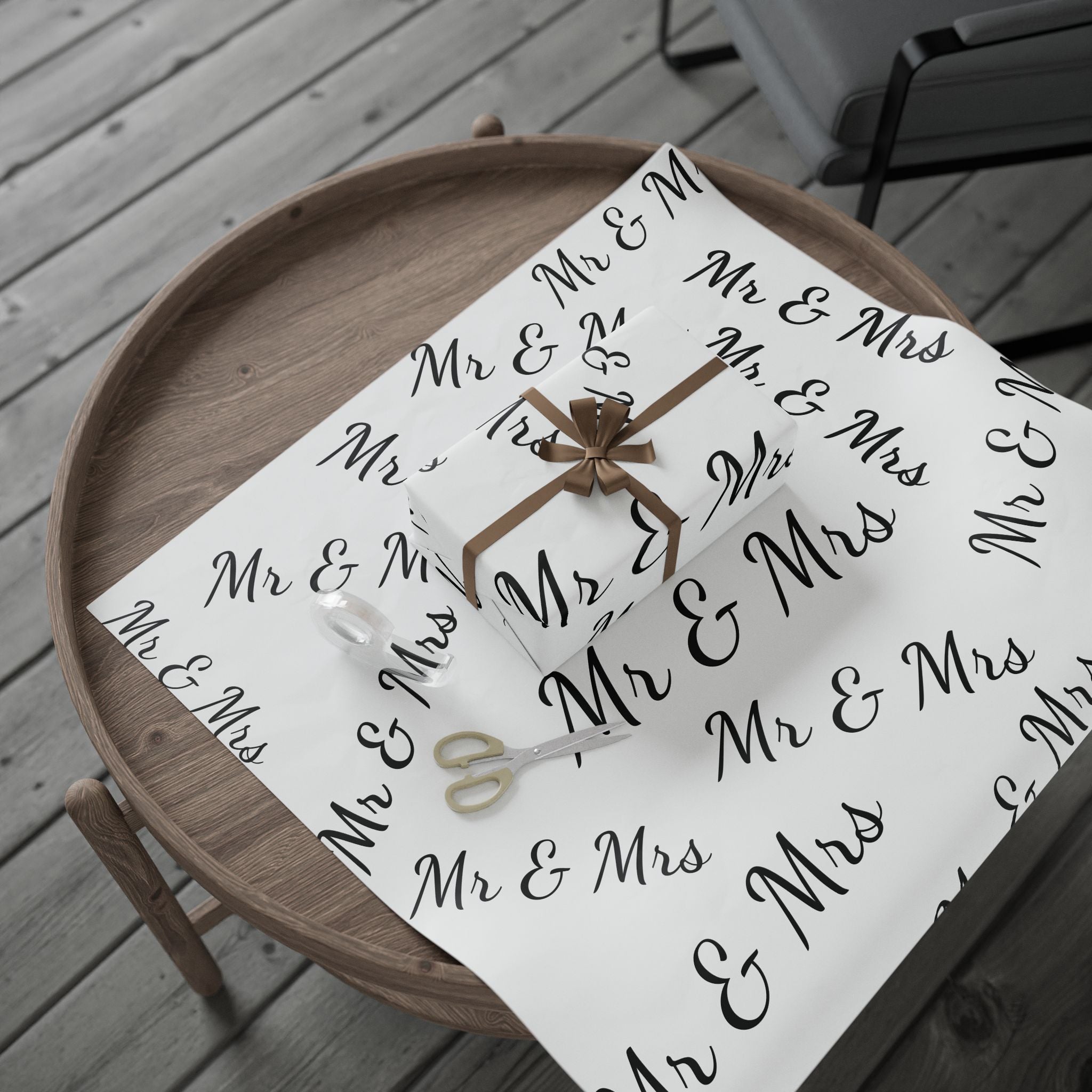 Monochrome Handwritten "Merry" Wrapping Paper Roll