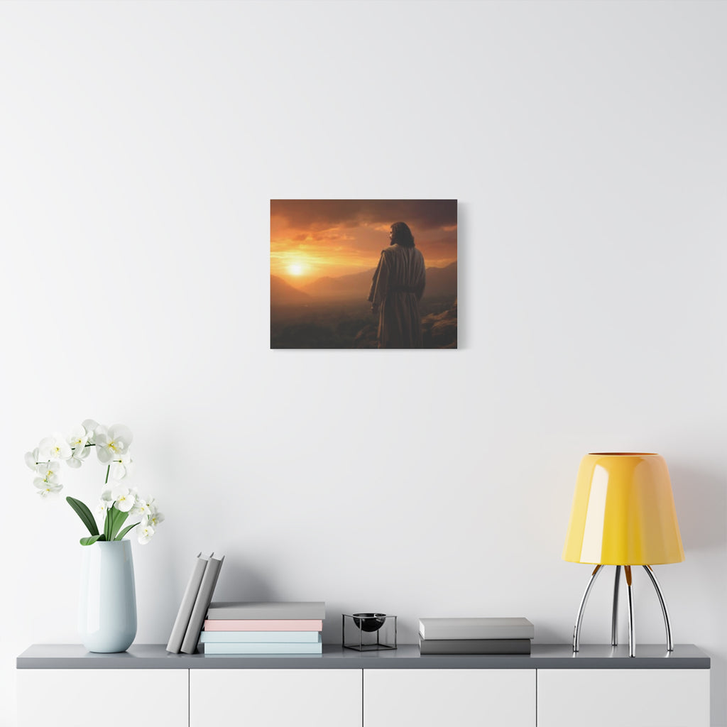 Inspirational Jesus Sunrise Matte Canvas Print — Religious Wall Art for Home & Church