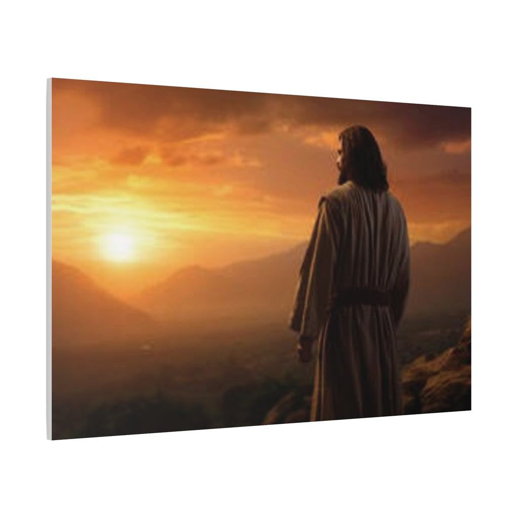 Inspirational Jesus Sunrise Matte Canvas Print — Religious Wall Art for Home & Church