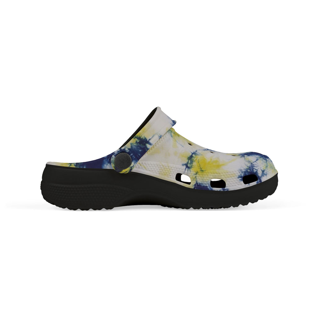 Kids Tie-Dye EVA Foam Clogs — Yellow & Navy Comfortable Garden Shoes