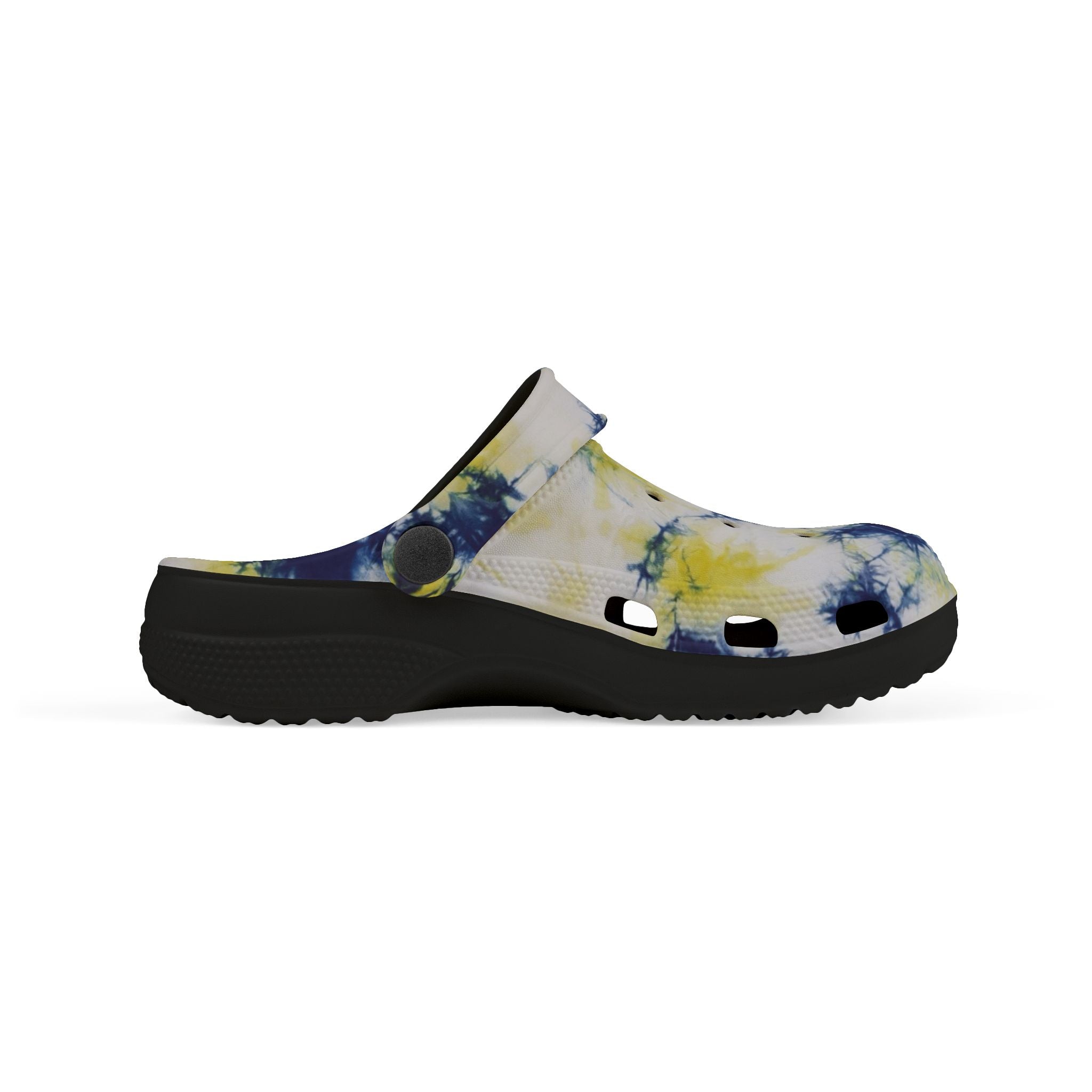 Kids Tie-Dye EVA Foam Clogs — Yellow & Navy Comfortable Garden Shoes