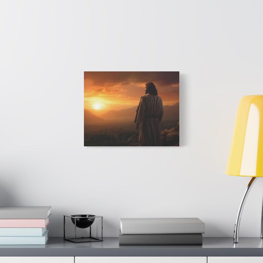 Inspirational Jesus Sunrise Matte Canvas Print — Religious Wall Art for Home & Church