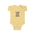 Infant Bodysuit - "Laugh Love Have Faith" Minimalist Baby Onesie, Inspirational Newborn Gift