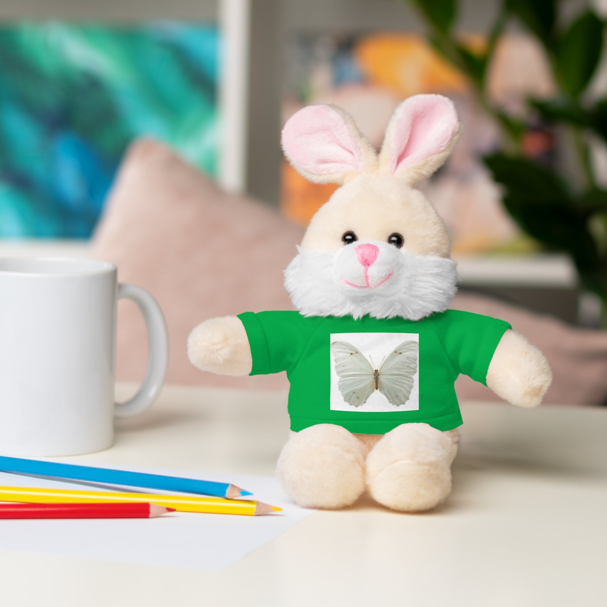 Plush Teddy Bear with Butterfly Tee — Soft Stuffed Animal Gift