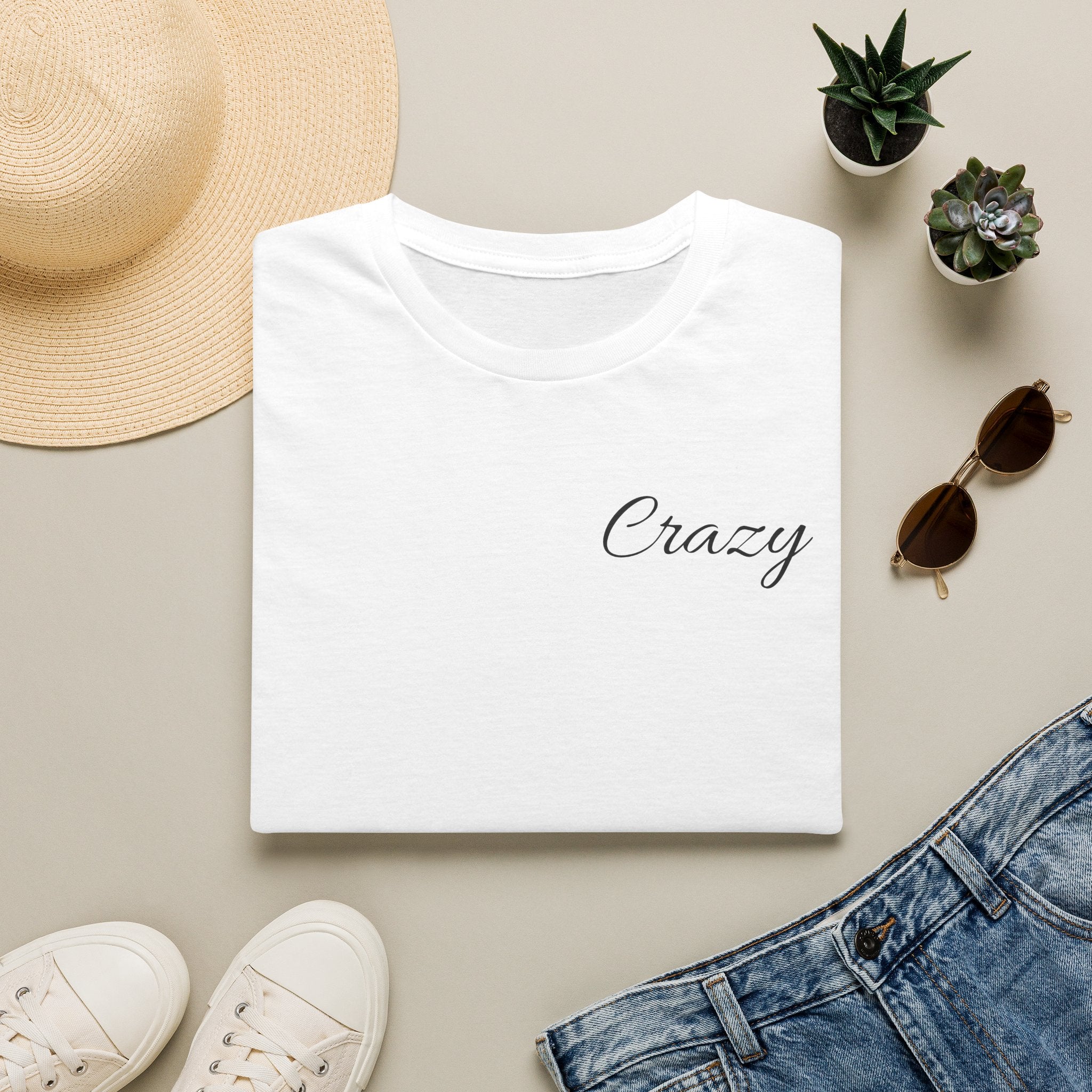 Crazy Script Tee — Minimal Script Graphic T‑Shirt