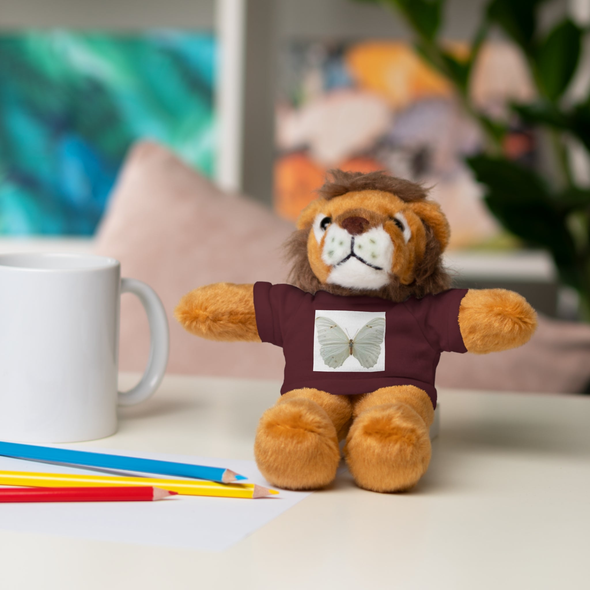 Plush Teddy Bear with Butterfly Tee — Soft Stuffed Animal Gift