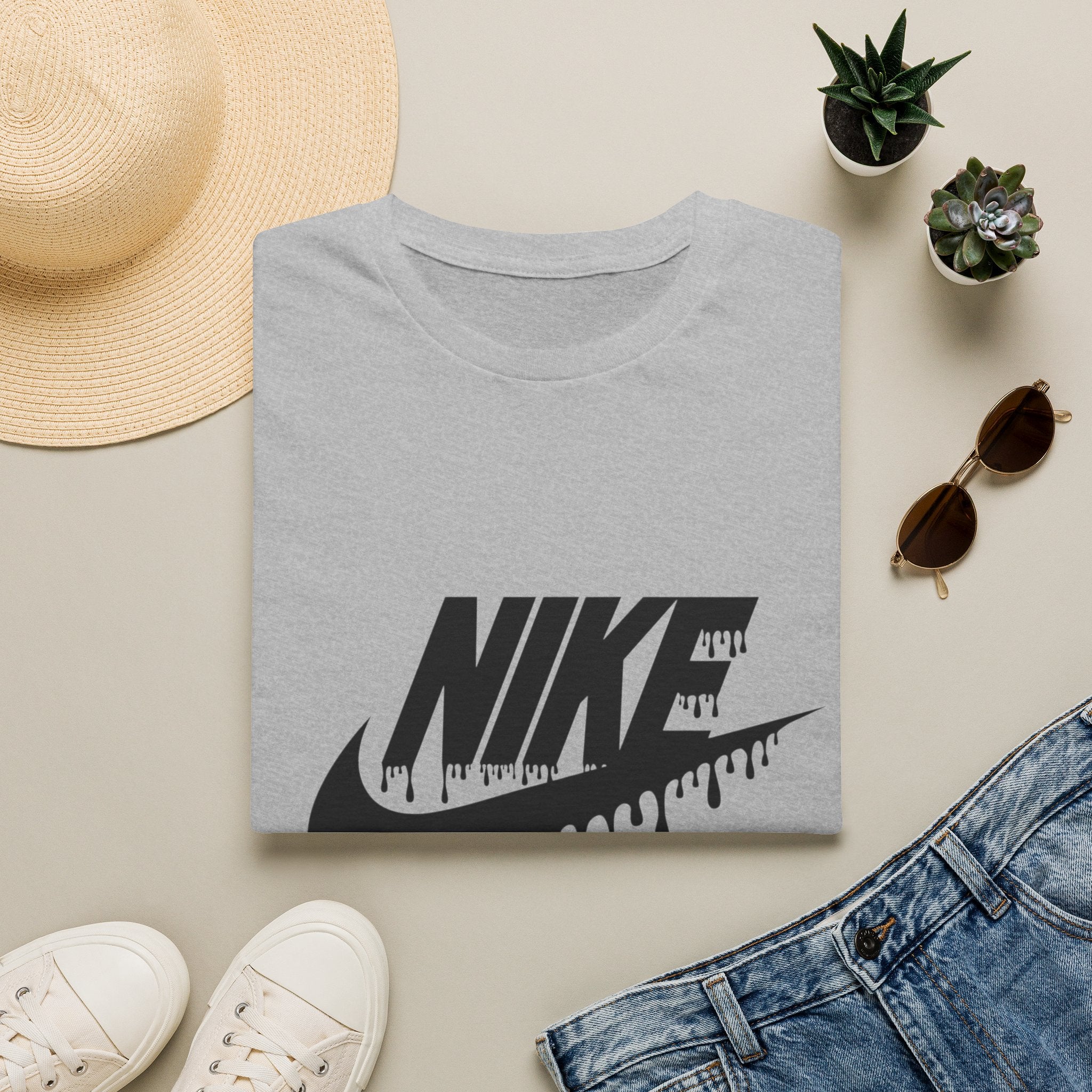Drip Logo T‑Shirt — Black 'NIKE' Dripping Swoosh Graphic Tee