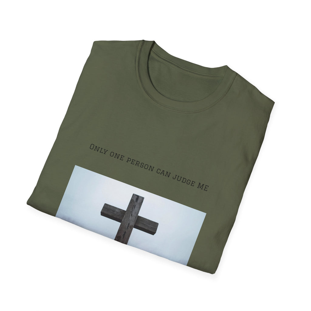 Cross Photo T-Shirt — "Only One Person Can Judge Me" Christian Tee