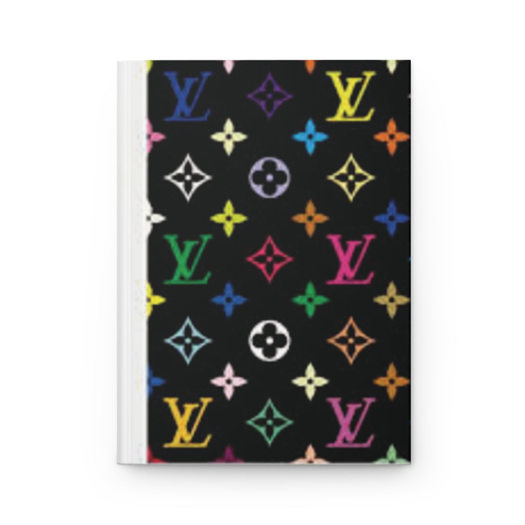Rainbow Monogram Hardcover Journal — Luxury-Inspired Black Notebook