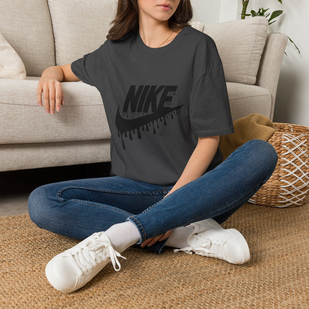 Drip Logo T‑Shirt — Black 'NIKE' Dripping Swoosh Graphic Tee
