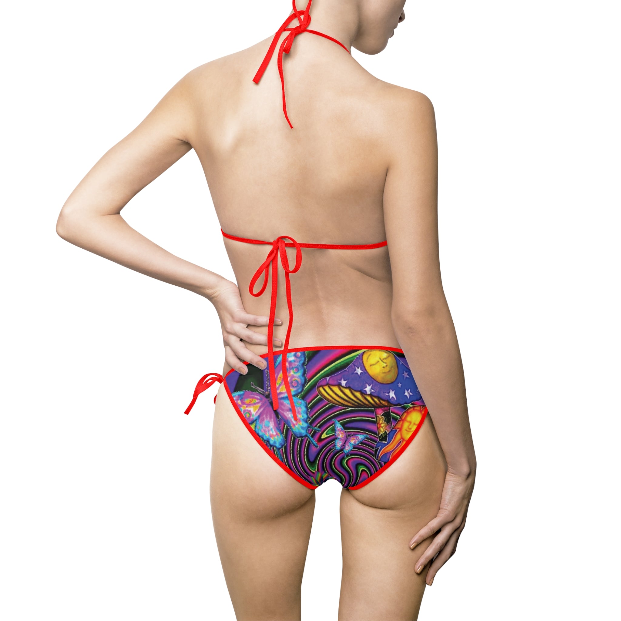 Tie-Dye Floral Bikini — Women's Colorful Triangle Swimsuit