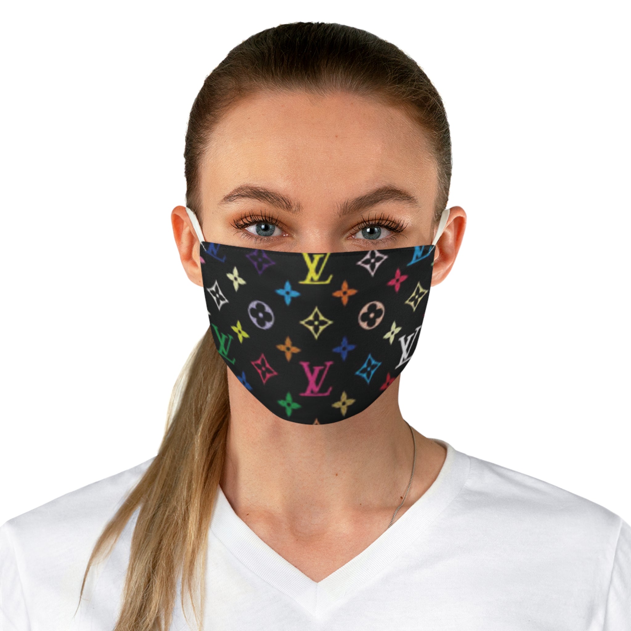 Designer-Inspired Rainbow Monogram Face Mask