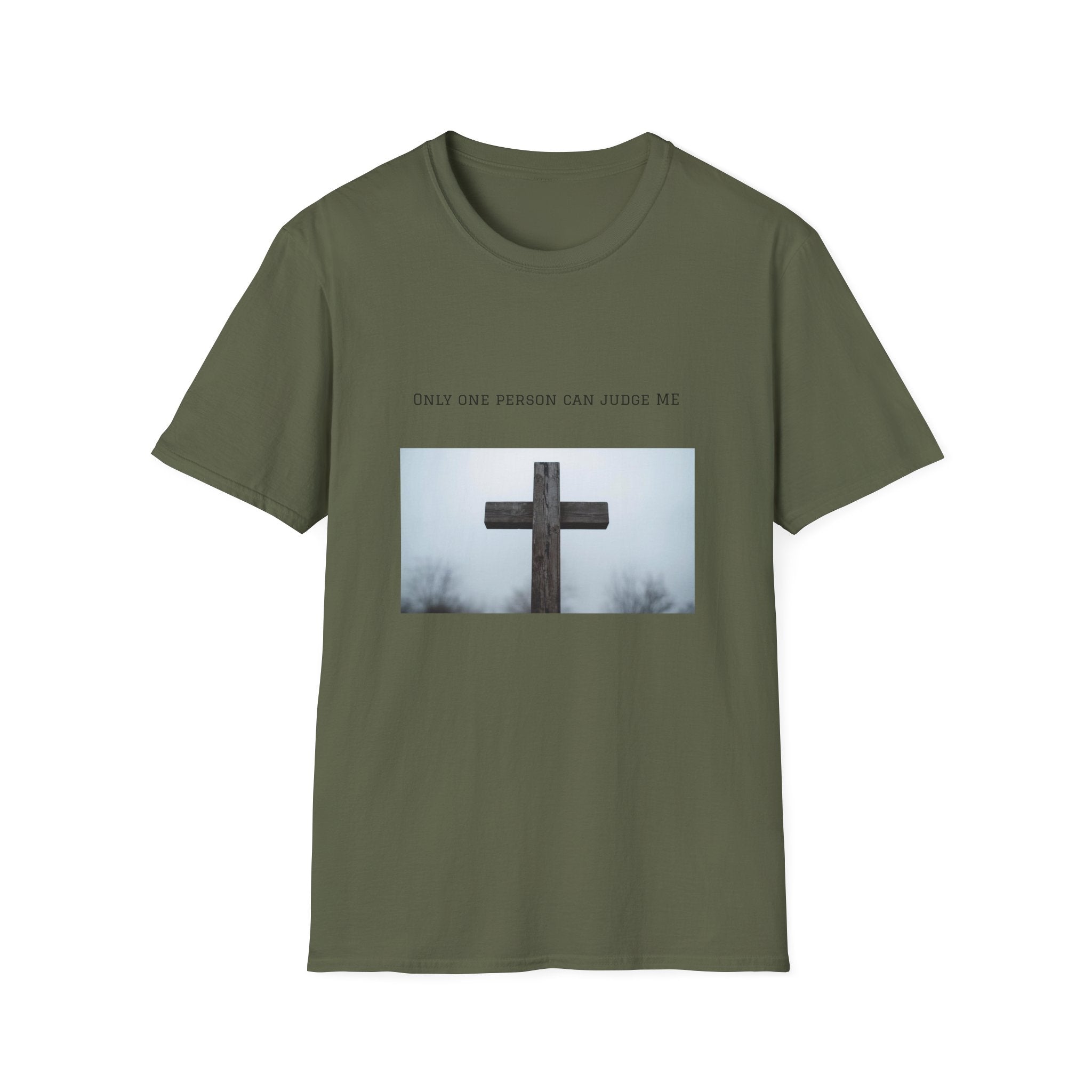 Cross Photo T-Shirt — "Only One Person Can Judge Me" Christian Tee