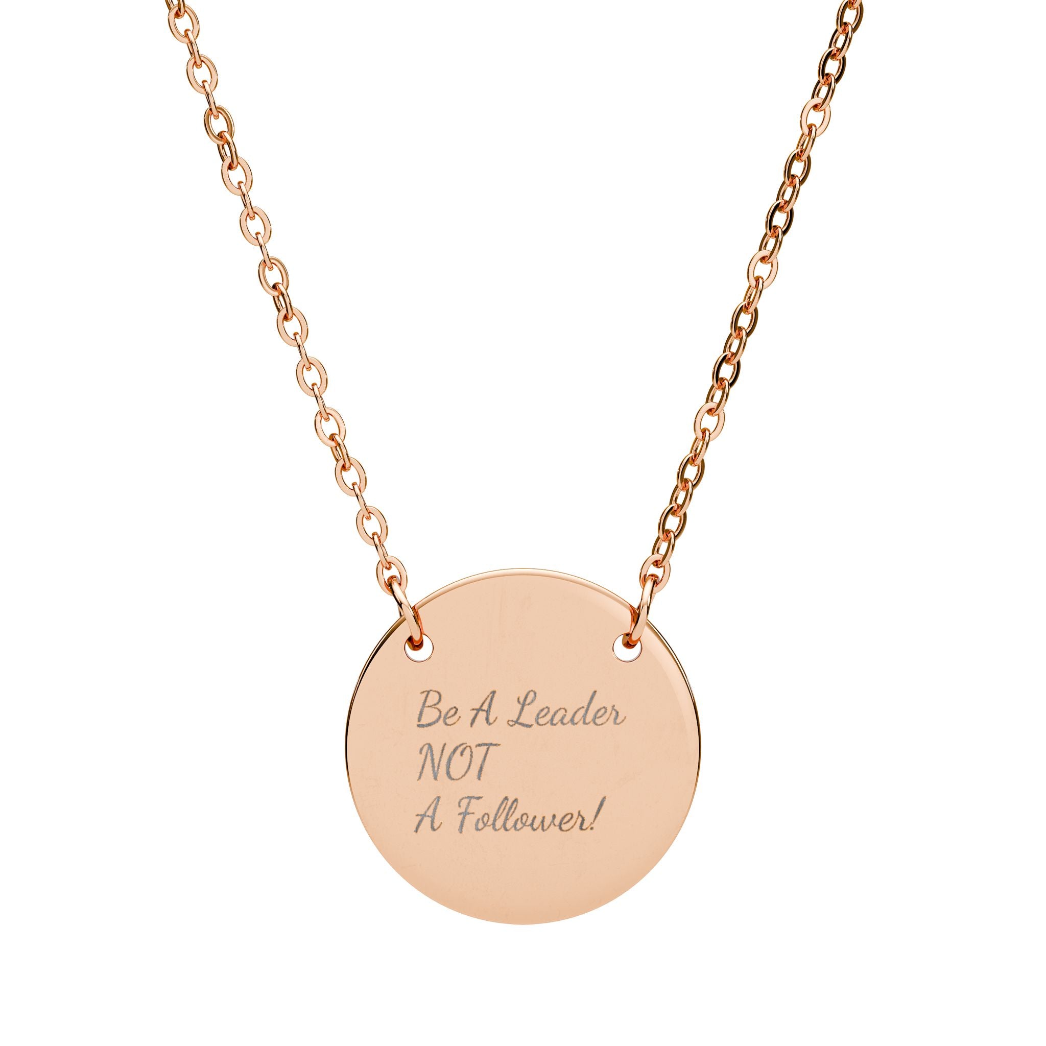 Engraved Circle Necklace — Personalized Script Pendant (Silver or Rose Gold)