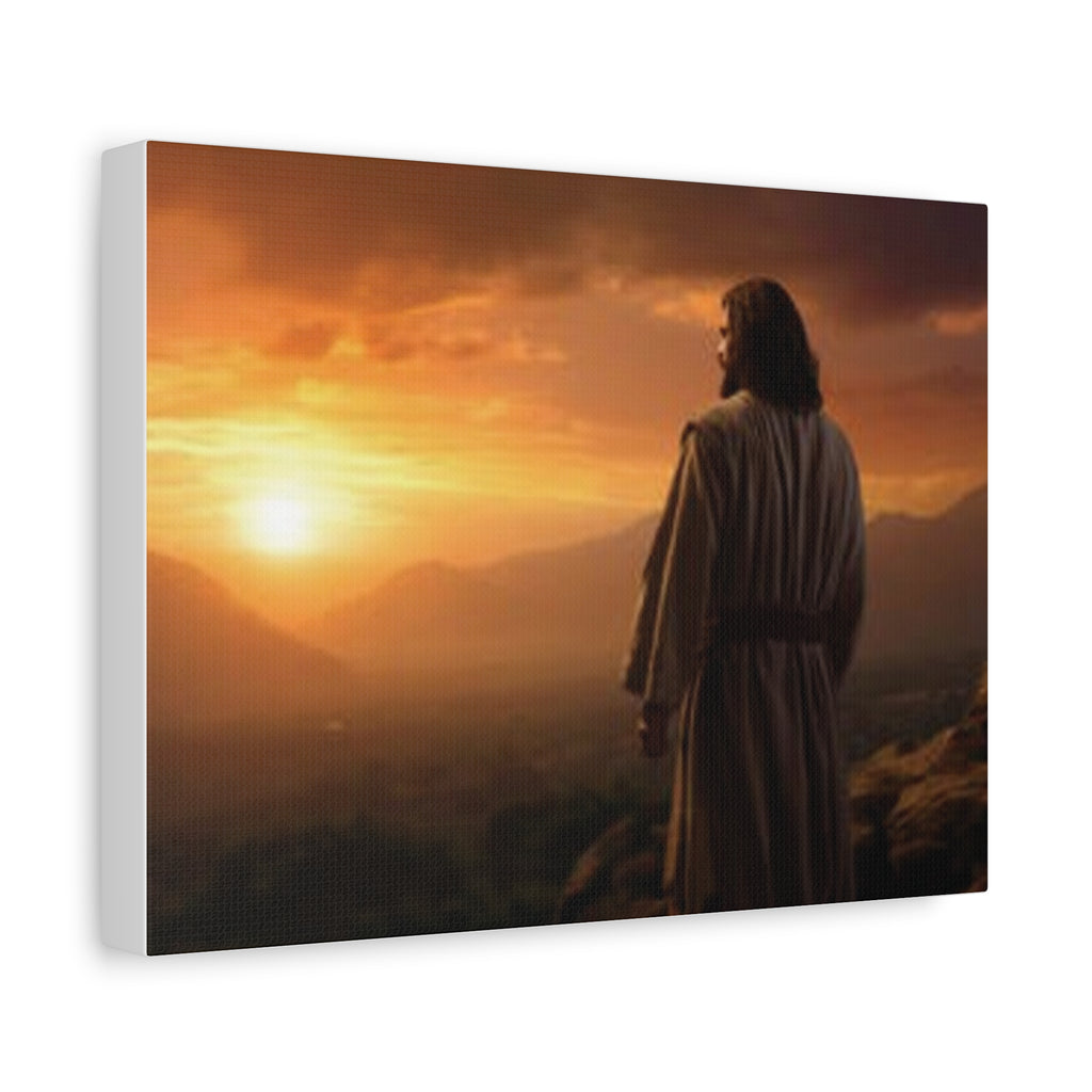 Inspirational Jesus Sunrise Matte Canvas Print — Religious Wall Art for Home & Church